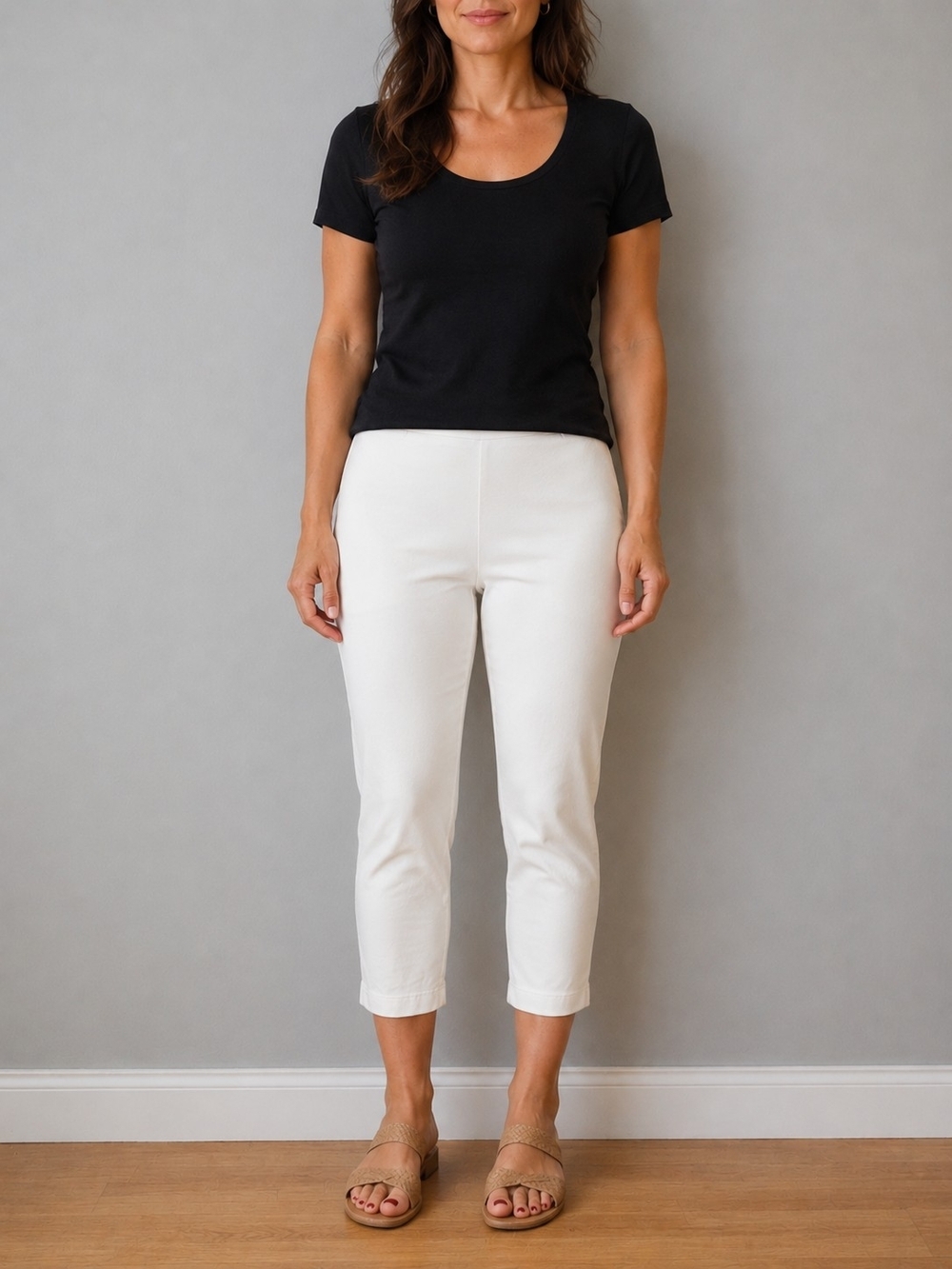 Pure Jill Cropped Pull-On Capris in White Women's Size XL
